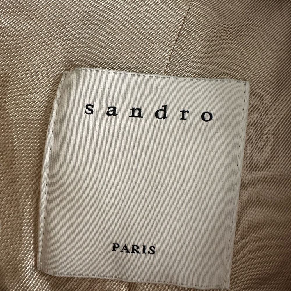 Sandro Cream Tweed Blazer with Black Braid Trim - Picture 2 of 4